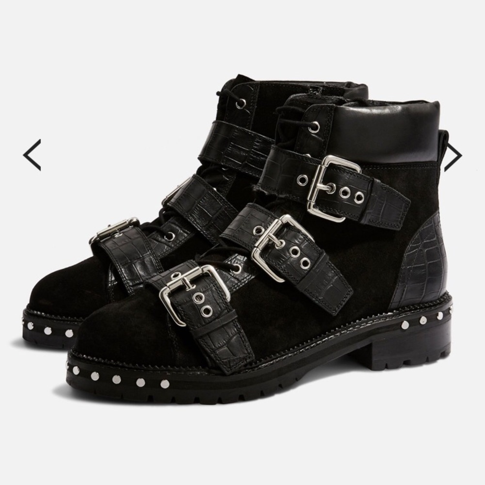 Topshop Black Studded Boots Size 41
